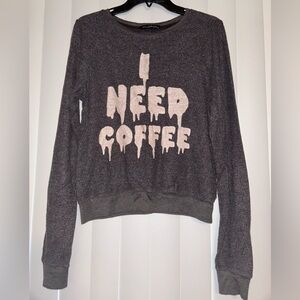 Wildfox Charcoal/Brown “I Need Coffee” Sweater